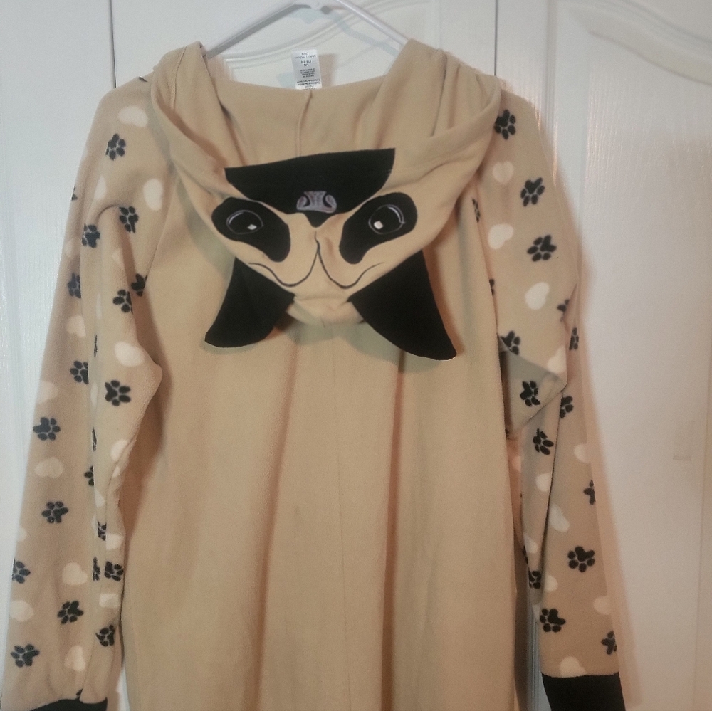 Beige Pug Onesie with Black Paw Prints - Picture 7 of 7